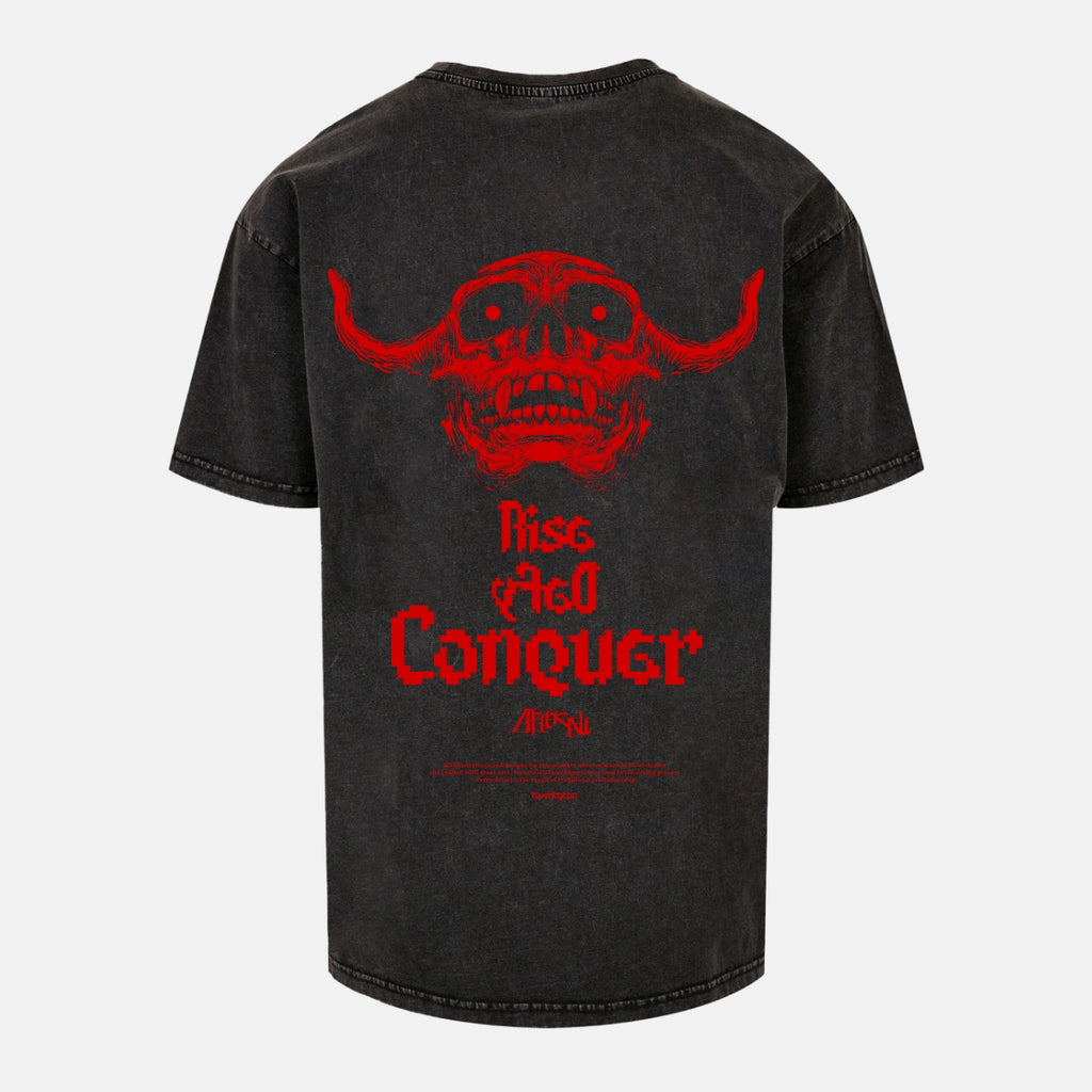 RISE DEFY CONQUER ACID WASHED HEAVY OVERSIZE T-SHIRT