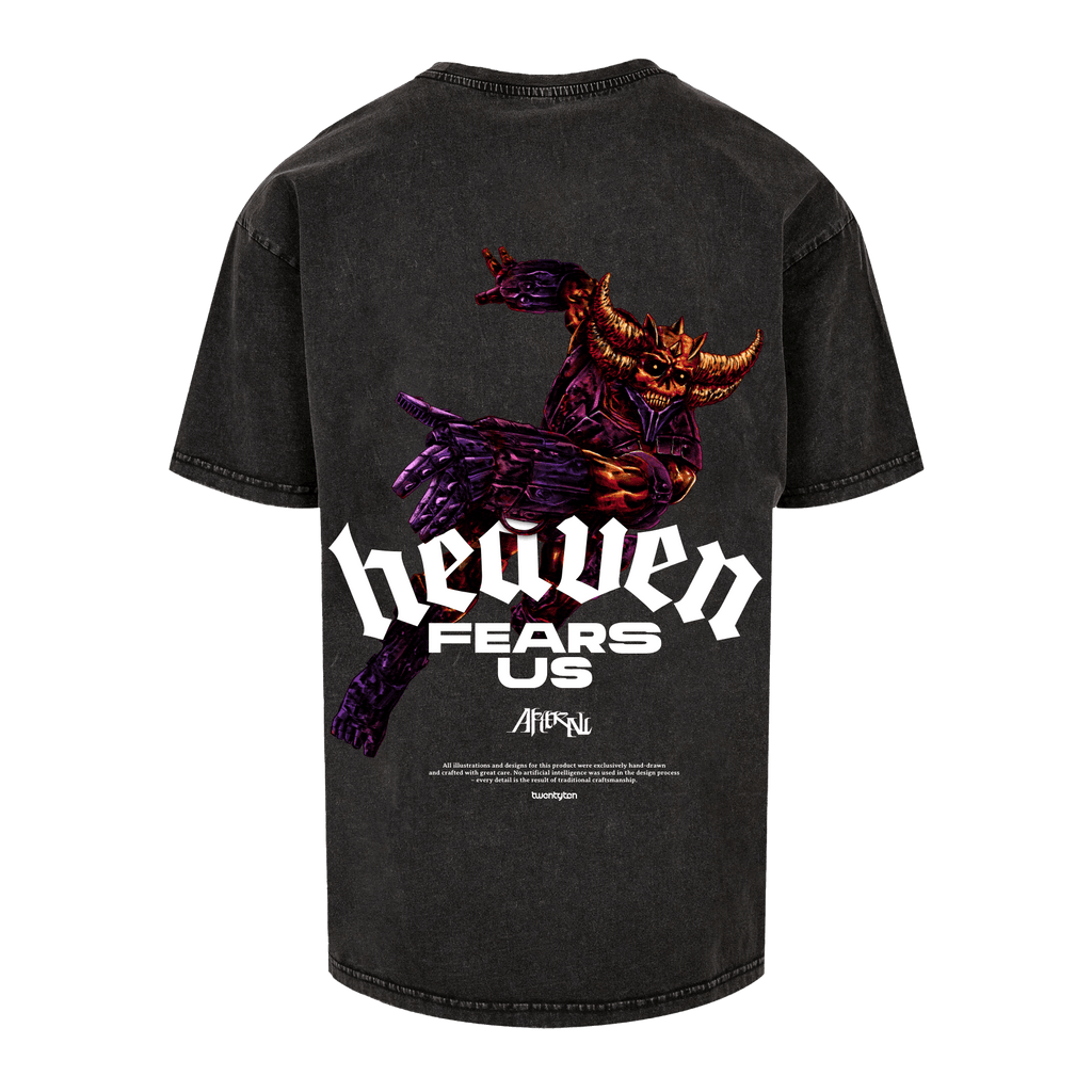 HEAVEN FEAR US ACID WASHED HEAVY OVERSIZE T-SHIRT