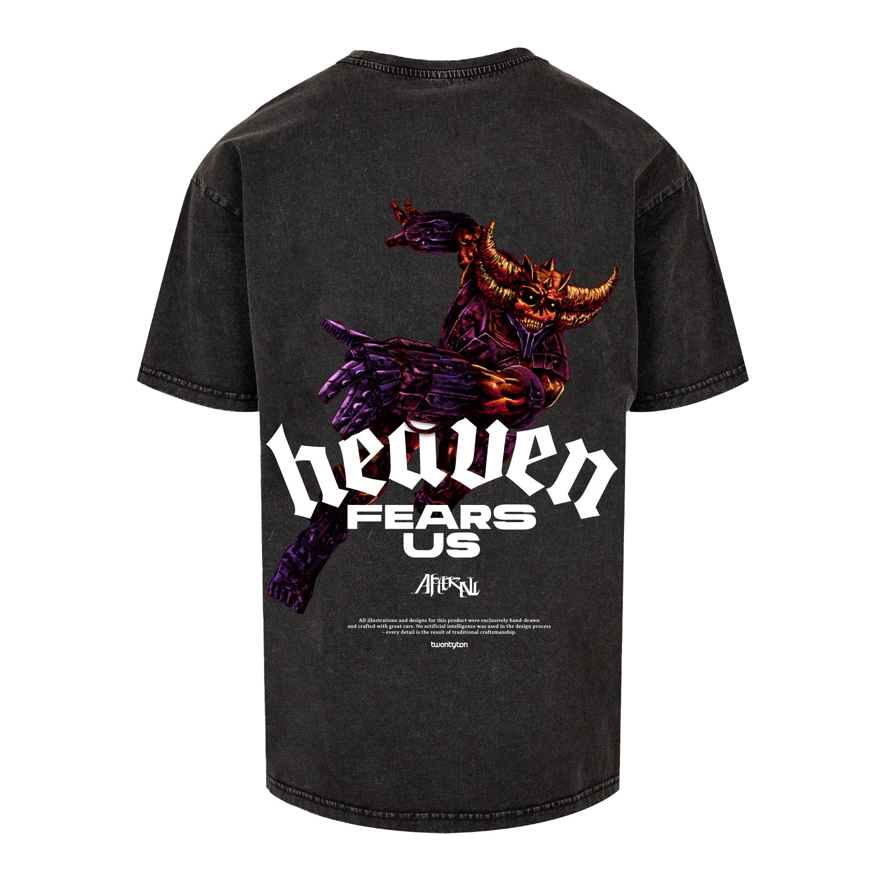 HEAVEN FEAR US ACID WASHED HEAVY OVERSIZE T-SHIRT