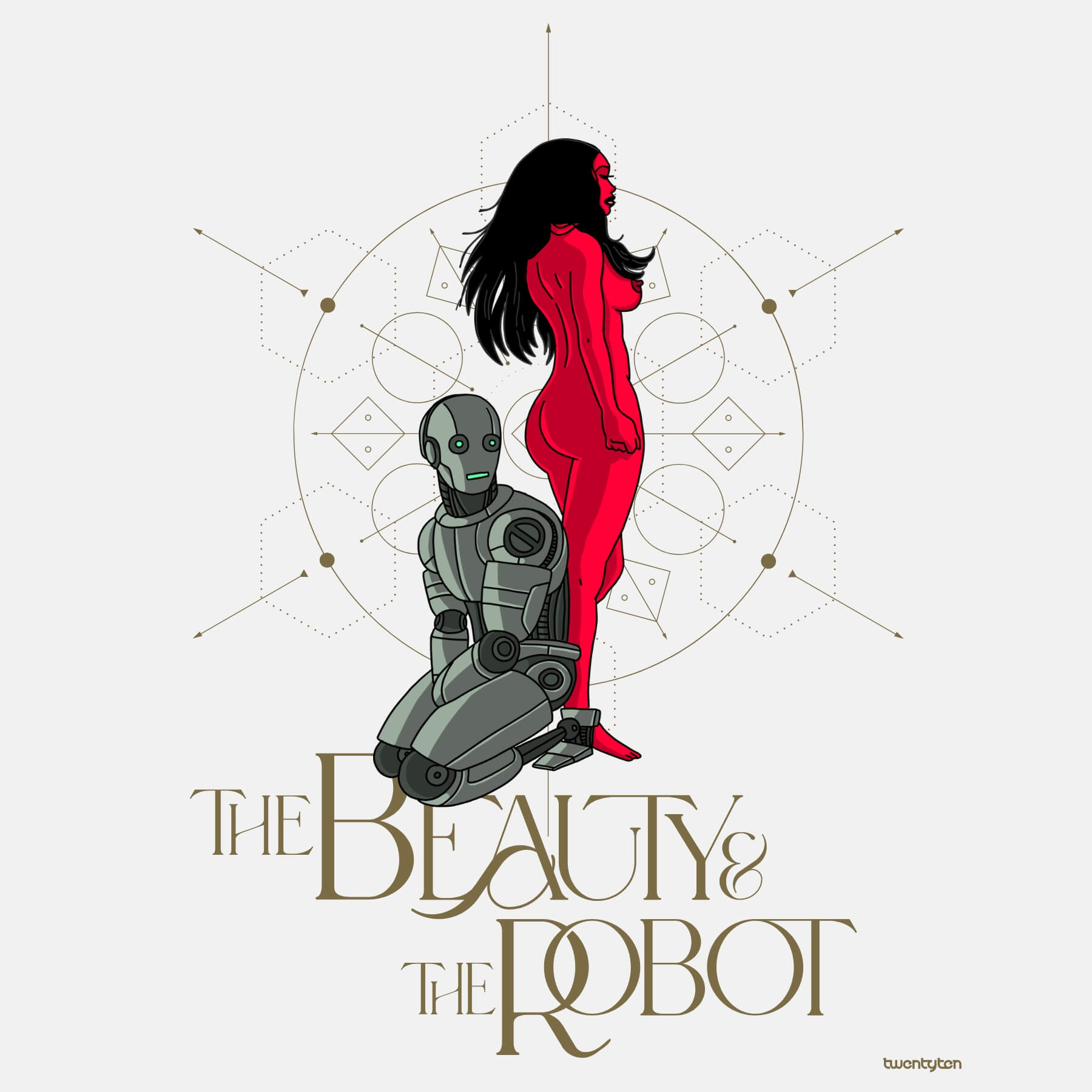 THE BEAUTY AND THE ROBOT I BLACK CLASSIC T-SHIRT