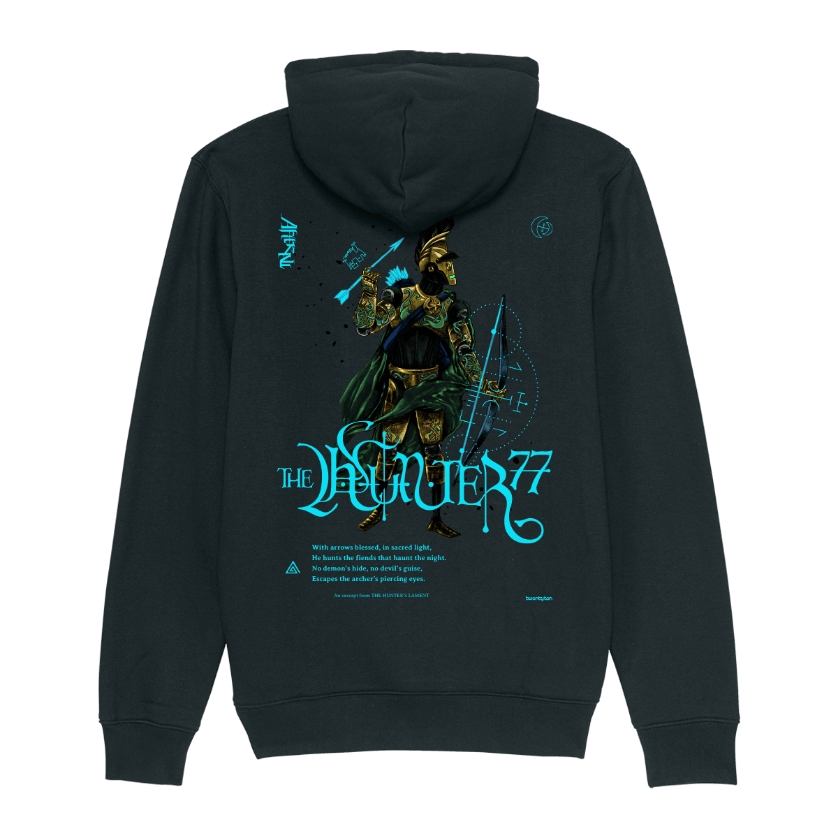 THE HUNTER 77 BLACK SKATE STREETWEAR HOODIE