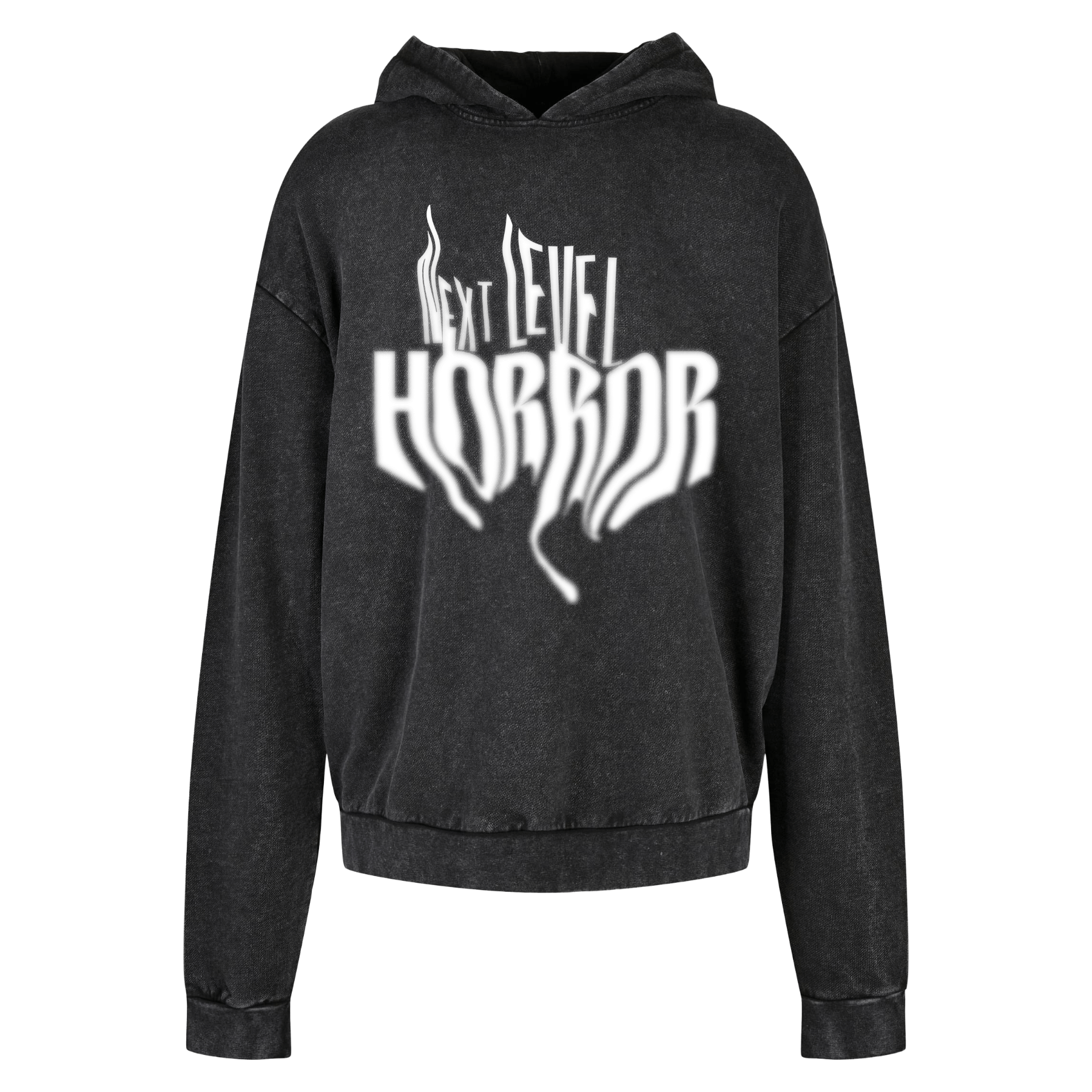 NEXT LEVEL HORROR BLUR ACID WASHED OVERSIZE HOODIE
